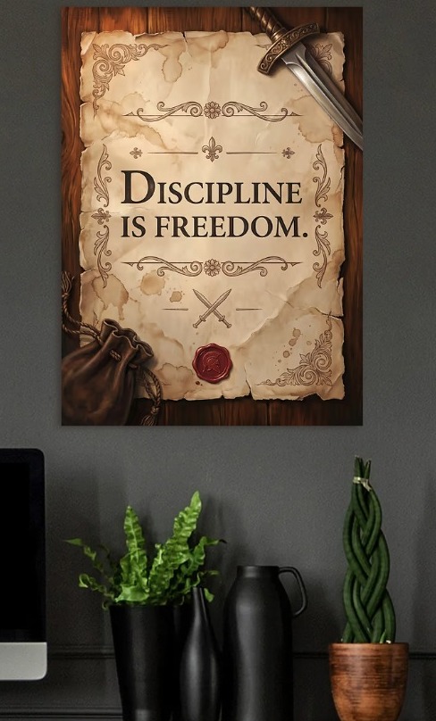 Discipline is Freedom Scroll — metal poster wall art by Lineer